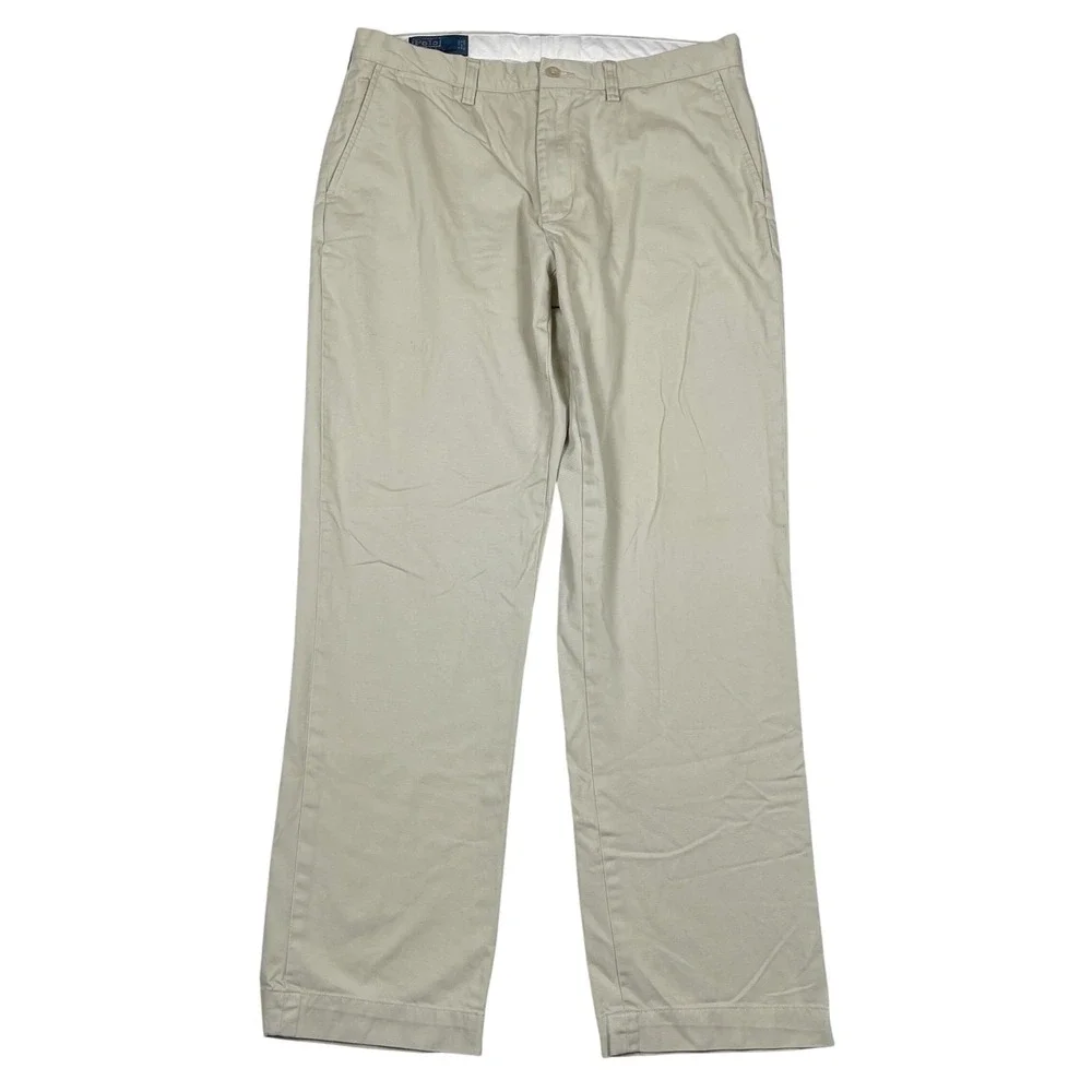 Polo Ralph Lauren Preston Pant Mens 36x34 Beige Cotton Chino Khaki Trousers